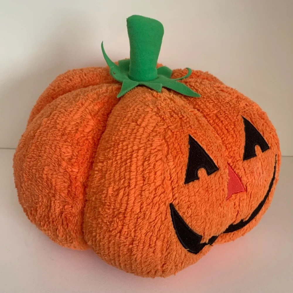 Vintage Large Jack o lantern plush pumpkin Halloween decor